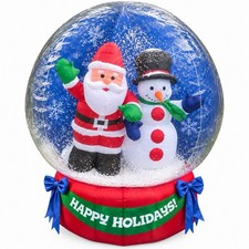 Vintage Gemmy Airblown Inflatable Snow Globe 4FT Santa Snowman Lighted Snowing picture