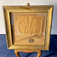 RARE 1902 Mt. Pelée Souvenir Framed Bank Check & Coin | Saint-Pierre Martinique picture