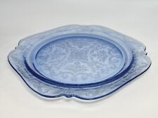 Federal Glass MADRID Pattern BLUE DEPRESSION Glass SQUARE Dinner Plate 10.5