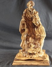 Munir Twemeh Signed Bethlehem Olive Wood Hand Carved Nativity set Holy Land picture