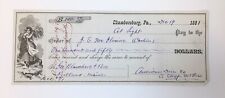 Antique Check National Bank of Chambersburg Pennsylvania 1881 picture