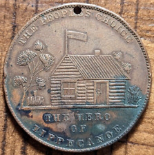 1840 William Henry Harrison Hard Times Political Campaign 29mm Log Cabin Token picture