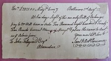 1780's Rev War Bill of Exchange Sam & Rob Purviance John Fitzgerald Carr MD & VA picture