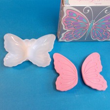 Vtg 70s Avon WINGS OF BEAUTY Butterfly Milk Glass Soap Dish 2 Hostess Soaps NOS picture