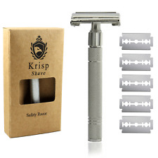 LONG DOUBLE EDGE BUTTERFLY OPEN SAFETY RAZOR FOR MEN WOMEN + 10 SHAVING BLADES picture