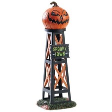 Lemax Spooky Town Halloween Village Accessory Evil Pumpkin Water Tower 83341 picture
