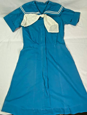 Vintage 1940/50s 4-H Club Uniform Dress Blue Sailor Collar White Tie picture