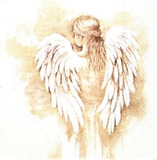 (2) Two Paper Lunch Napkins for Decoupage/Mixed Media - Romantic Angel girl picture