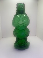 Emerald Green Indian Glass Tiara Jolly Mountaineer Decanter and Shot Glass picture