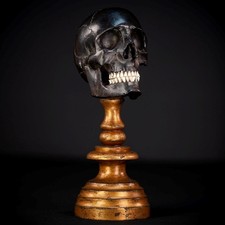 Memento Mori | French Antique 1800s Wooden Skull | 19th Ebony Wood Death |10.2