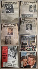 (7) Vintage JFK Kennedy Newspaper lot Nov 23, 1963-June 7, 1968 picture