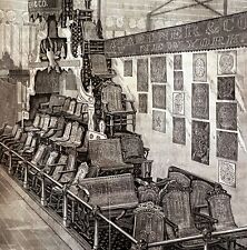 Perforated Veneer Seat 1876 Worlds Fair Centennial Expo Victorian Woodcut DWAA3B picture