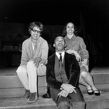 Josephine Baker sitting the edge of the stage of the Olympia durin- Old Photo picture