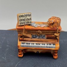 Vintage Limoges Trinket Box Piano Cat Candelabra Ballerina La Gloriette Painted picture