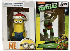 Despicable Me Stuart Minion & Michelangelo Ninja Turtle Christmas Ornament Set picture