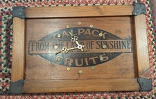 Vintage & Neat One of a Kind Repurposed Crate to Clock Calpack Fruits California picture