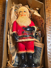Early 1900's Vintage Santa Claus Ceramic Figurine Hand Painted Christmas Decor. picture