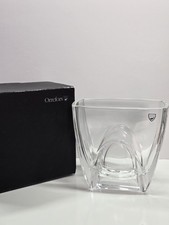 Orrefors Sweden Crystal Glass Rectangular Vase With Box Heavy 6.5 Inches Tall picture