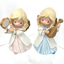 Vintage Homeco Christmas Holiday Musical Instrument Angels 5504 Pair of Two 4.5