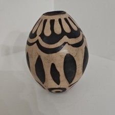 Possibly Vintage Peruvian Chulucanas Large Pottery Egg Geometric Design Handmade picture