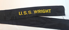 US Navy USS Wright Ship Cap Tally WW2 WWII Hat Band Official Naval picture