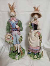 Fitz and Floyd Classic Old World Rabbits PAIR Large Figurines PRISTINE Vintage picture