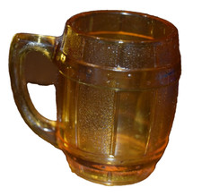 Mini Barrel Shaped Shot Glass Toothpick Holder Amber Glass 2 1/2 inches picture