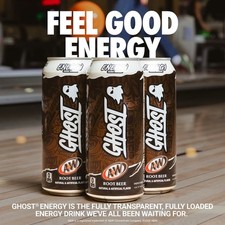 *NEW* A&W Root Beer Ghost Energy Drink 6 x 16oz cans SAME DAY SHIPPING picture