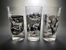 Charles Addams Family Glass Tumblers - Set of 3 - Excellent Condition  picture