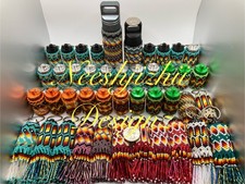 Huge LOT Beaded Pill Bottle Lighter Medicine Container Native Indian Keychain picture