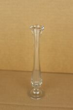 Vintage Small Clear Glass Twisted Stretch Swung Bud Vase Marked 