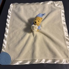 Disney Winnie the Pooh Baby Lovey Security Blanket Yellow Satin Trim Teether A18 picture