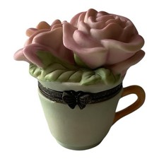 Vtg 1999 M. Bastin Ceramic Tea Cup/Roses “A Daughter Is A Joy Forever” Trinket picture