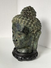 Unique Antique Southeast Asian Bronze Buddha Head Sculpture picture