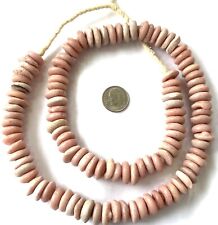 Ghana Ashanti handmade Recycled Glass Opaque Baby Pink Rondelle Beads-Ghana  picture