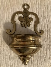 Vintage Heavy Cast Brass Holy Water Font Wall Hanging Catholic picture