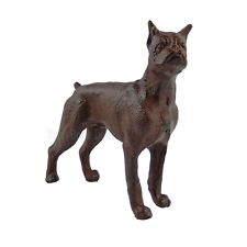 Boxer Dog Figurine Statue Cast Iron Rustic Brown Finish 7 inch Tall Heavy Duty picture