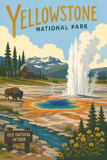 Yellowstone National Park Poster Old Faithful Wyoming Wall Art 13x19 Matte Print picture