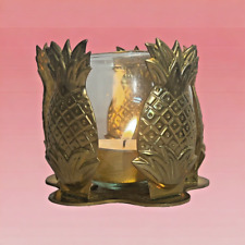 Brass Pineapple With Glass Votive Tealight Holder  Interpur Vintage picture