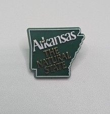Arkansas The Natural State Green Map Outline Plastic Lapel Pin picture