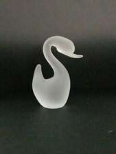 Vintage Satin Art Glass Swan Figurine Paperweight picture