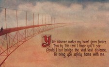 The Best of Wishes Bow Wishbone Black River Falls Divided Back Vintage Post Card picture