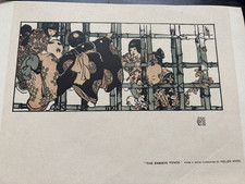 Antique Helen Hyde Woodcut Print The Bamboo Fence Studio Magazine Plate c. 1911 picture