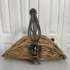 Vintage Maitland Smith Wicker Reed, Wrought Iron, Glass & Brass Basket picture
