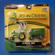 Ertl 1:64 John Deere 3 Piece Set Tractor, Forage Wagon & Milk Cow 37290 NIP picture