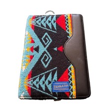 Pendleton Wool Journal Cover Note Pad Holder Navajo Pattern w/Black Leather Trim picture