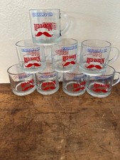Rare Set Of 8 Seagram’s Gin Red Barron Glasses With Recipe, Mustache, EUC picture
