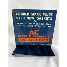 Vintage AC Spark Plug Gaskets Rack Metal Garage Auto Shop Display picture