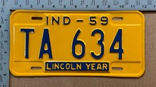 1959 Indiana license plate TA 634 YOM DMV Montgomery LOVELY RESTORED 23978 picture