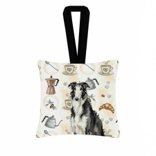 Carolines Treasures Black White Borzoi Coffee Bar Hanging Square Fabric Ornament picture